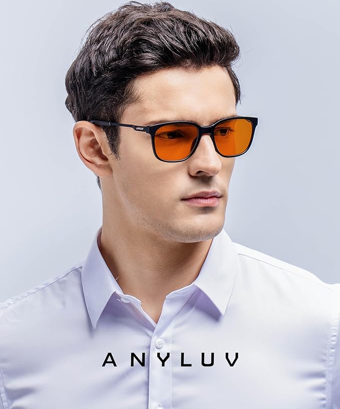 ANYLUV Blue Light Glasses for Men, Lightweight Computer Gaming Glasses, Stylish Anti Eyestrain Blue Light Blocking Men