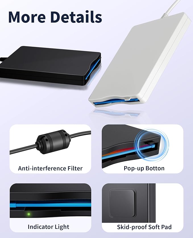 Floppy Disk Reader, 3.5 inch External Floppy Disk Drive with USB Type-C, Portable FDD Floppy Disk Drive for Laptop PC Windows 11/10/8/7/2000/XP