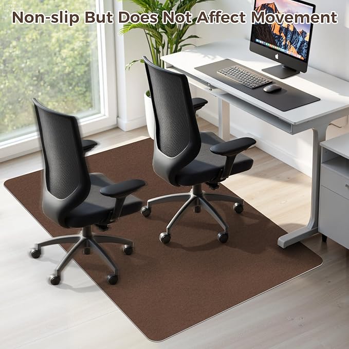 Office Chair Mat,Hard Floor Chair Mat Suitable for Hardwood and Tile Floors,Large Non-Slip Floor Protection Mat,Does Not Pill,Coffee(48"x55")