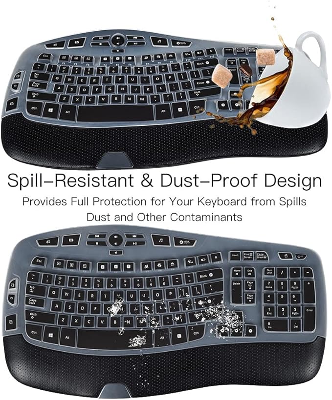 Keyboard Cover for Logitech K350 MK570 MK550 Keyboard Skin for Logitech K350 MK550 MK570 Wireless Wave Keyboard Cover Protective Skin Accessories, Black