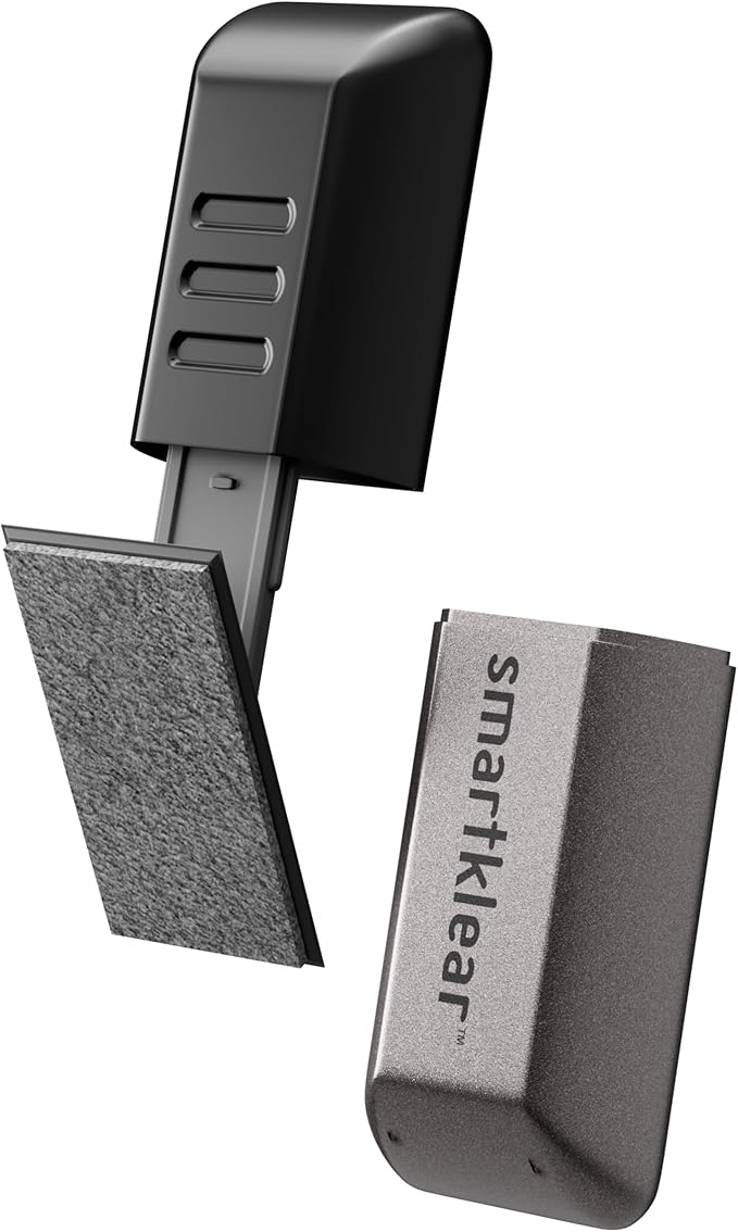 CarbonKlean SmartKlear Smart Phone Screen Cleaner - Compatible with iPhones, Androids, and More - Cleaner with Carbon Microfiber Tech-Black Rubber & Silver Metallic-1 Count (Pack of 1)