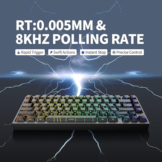 MG75PRO 81 Keys Wired Magnetic Switch Mechanical Keyboard, Hall Effect, 8KHZ/ARGB/CNC Aluminum, Gasket Structure Gaming Keyboard(Black)