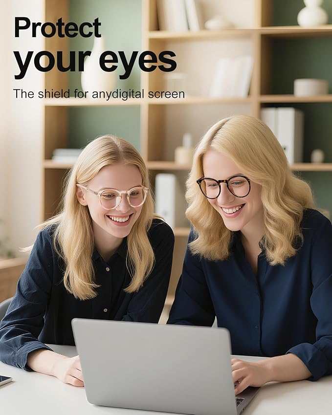 Blue Light Glasses for Woman, Blue Light Blocking Lightweight Round Eyeglasses for Computer TV Gaming Phone Screen,Eye Strain