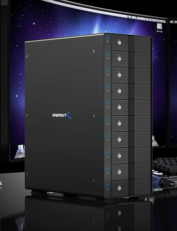 SABRENT 10-Bay USB 3.2 Gen 2 SATA Docking Station for 3.5” HDD/SSD, 10 Gbps USB-C DAS, Tray-Less Hot-Swap, Aluminum Enclosure, Dual Cooling Fans, Individual Power Switches, No RAID (DS-UCTB)