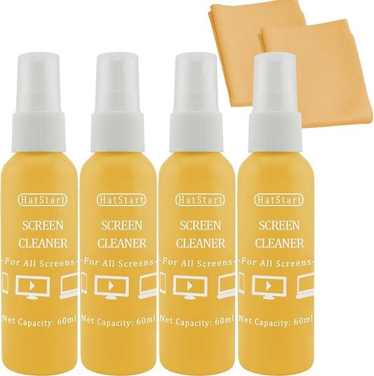 4-Pack Eye Glass Lens Screen Cleaning Kit - Safe for All Screens Including Laptop, Computer, PC, Monitor, Phone, iPhone, Tablet, iPad Smart TV, Car Display and Eyeglasses - Orange