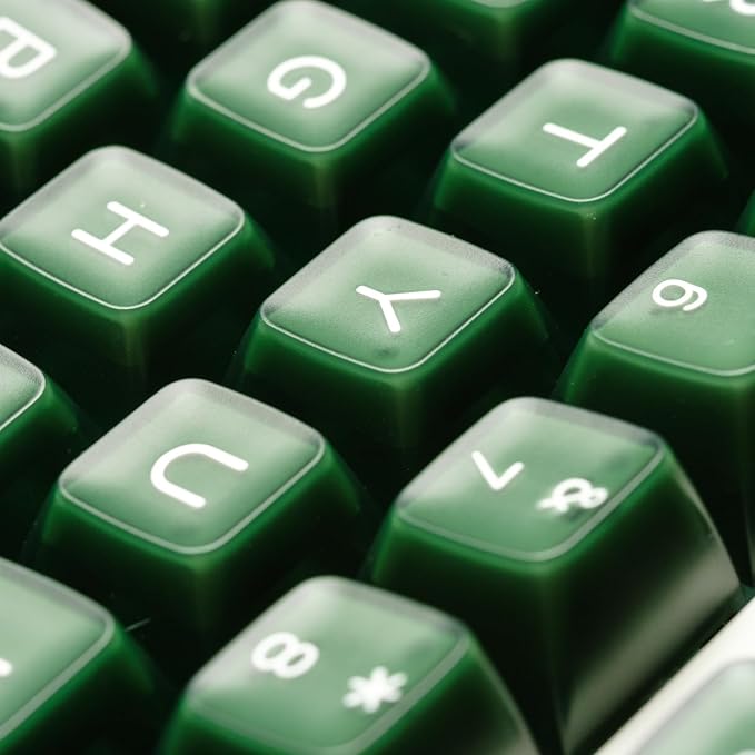 ULTRAEQUIP Emerald Jade Keycaps 142 Keys Double Shot PBT Keycaps RSA Profile, Translucent Green Shine Through, Custom Set for ISO ANSI 60, 75, 80, 95, 100% Mechanical Keyboard