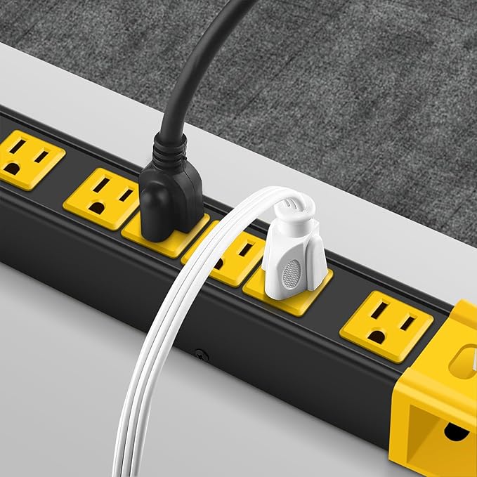 CCCEI Heavy Duty Power Strip Surge Protector - 6 Outlet Industrial Strip with 15A, 1200 Joules - ETL Listed Metal for Shop, Workshop, Garden (10FT, Black)