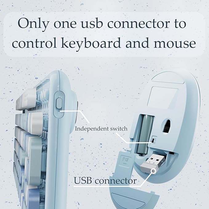 x UBOTIE Colorful Wireless Keyboard and Mouse Combo, Full-Sized Office Keyboard with Typewriter Flexible Keys, 2.4GHz Dropout-Free Connection, Optical Mouse for PC Laptop(Blue Colorful)