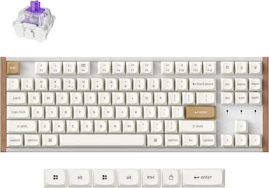 Keychron K8 HE TKL Hall Effect Wireless Mechanical Keyboard, Magnetic Hot-Swappable Switches, Rapid Trigger, QMK/VIA, RGB, 2.4GHz/Bluetooth 5.2/Wired, Aluminum & Wood Frame, Mac Windows Linux - White
