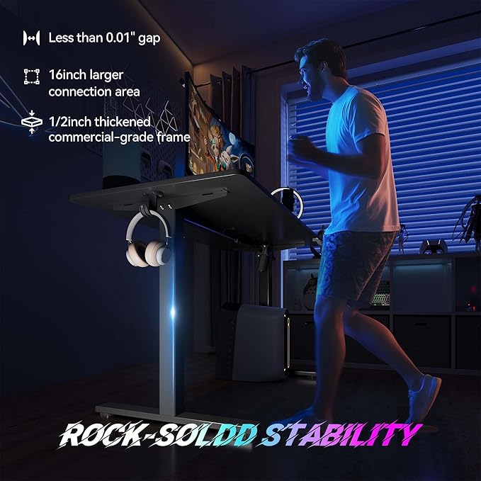 Electric Standing Desk,40x24 Inches Adjustable Height Stand up Desk, Sit Stand Home Office Desk with Splice Board, 3 Preset Heights,Equipped with Hooks,Ergonomic Computer Desk Workstation，Black