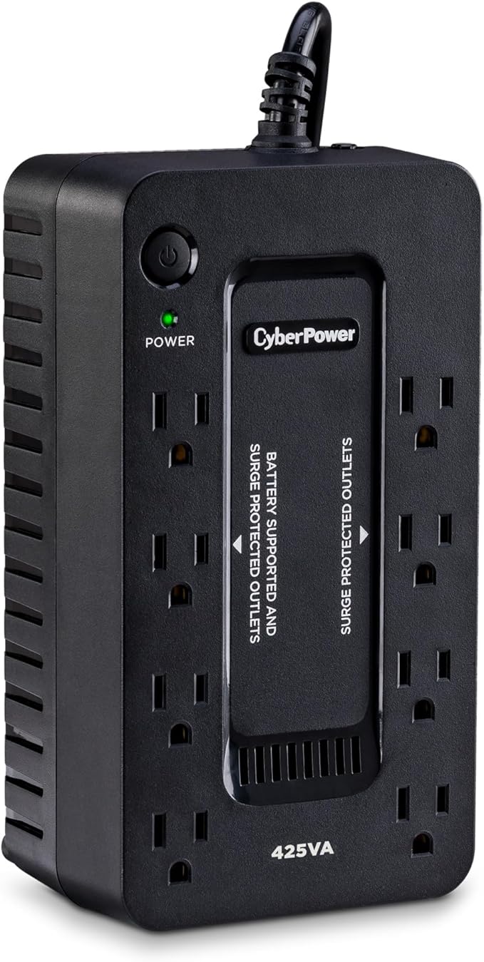 CyberPower ST425 Standby UPS Battery Backup and Surge Protector, 425VA/260W, 8 Outlets, Compact, UL Certified