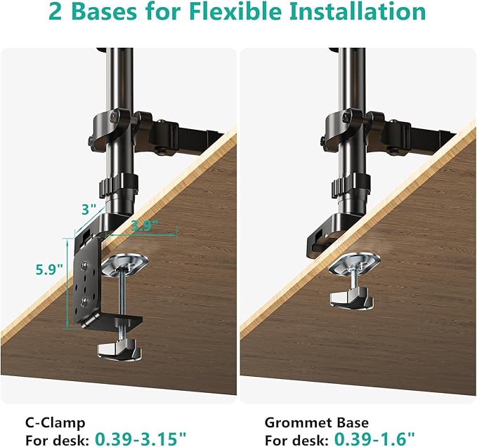 WALI Triple Arm Laptop and Dual Monitor Desk Mount for 17" Notebook and Up to 32" Screens, Adjustable Gas Spring Monitor Arms with Tilt Swivel Rotation, VESA 75x75 100x100, Black (GSDM003LP)