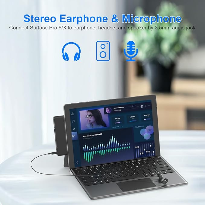 Surface Pro 9 Accessories, Surface Pro 9 Docking Station with 4K HDMI, USB-C Thunderbolt 4 (8K@30Hz Display+40G Data+100W Power), 2 USB 3.0, 3.5mm Audio, SD/TF Card Slot for Surface Pro 9/10/11/X
