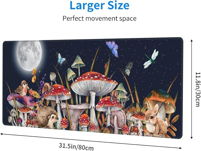 Mushrooms Mouse Pad XL Large Mousepad Non Slip Rubber Base Desk Mat for Laptop Computer Gaming 31.5" X 12"