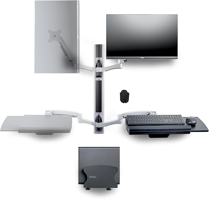 StarTech.com Wall Mount Workstation, VESA Mount for 32" Monitor (22lb/10kg), Fully Articulating Monitor Mount & Keyboard Tray, TAA