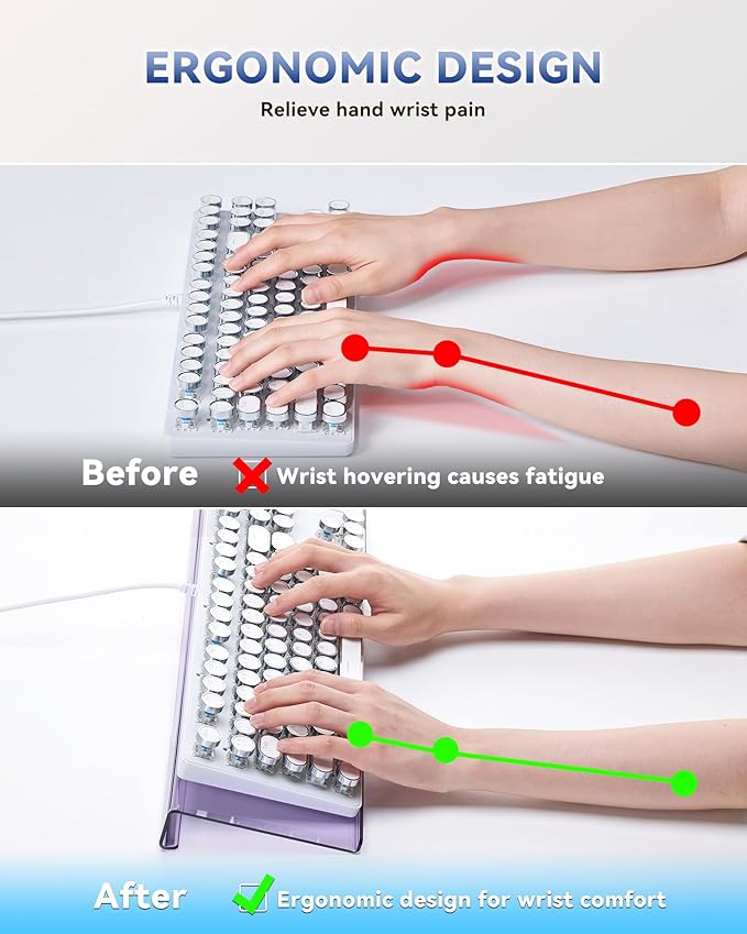 Ergonomic Computer Keyboard Stand for Desktop (Clear Purple), Acrylic Keyboard Tilted Elevated Rack Key Board Tray Holder Riser Stand for Office Home Desk Work Supplies