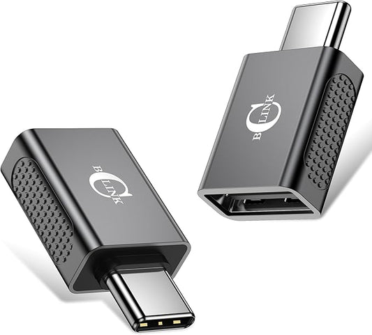 10Gbps USB C to USB Adapter (2 Pack), USB 3.2 Gen 2 Fit Side by Side, USB C Male to USB A Female Converter for iPhone 16 15 Series, iPad, MacBook and More Type C Devices