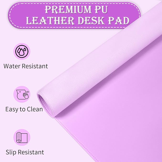 47.2" x 23.6" Large Desk Pad Mat - Non-Slip PU Leather Desk Mat, Large Mouse Pad, Computer Mat for Keyboard Mouse, Waterproof Desk Writing Mat (Violet)