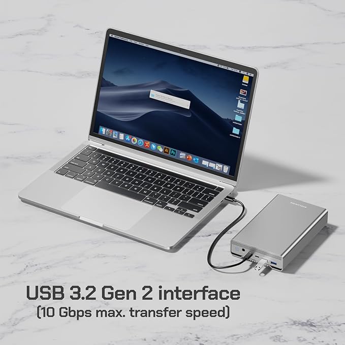 Avolusion PRO-G1 Series 14TB USB 3.2 Gen 2 (10Gbps) USB-C External Hard Drive w/USB HUB for Windows or MacOS Desktop PC/Laptop (Silver) (Renewed)