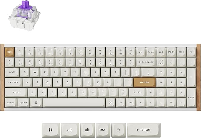 Keychron K4 HE – 96% Compact Hall Effect Wireless Mechanical Keyboard with Number Pad, Magnetic Switch, Rapid Trigger, Custom RGB, QMK/VIA, 2.4GHz/BT5.2/Wired, for Mac/Windows/Linux, Wood Frame, White