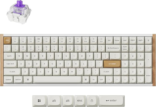 Keychron K4 HE – 96% Compact Hall Effect Wireless Mechanical Keyboard with Number Pad, Magnetic Switch, Rapid Trigger, Custom RGB, QMK/VIA, 2.4GHz/BT5.2/Wired, for Mac/Windows/Linux, Wood Frame, White