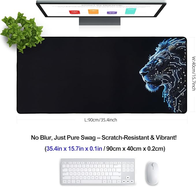 XXL Gaming Mouse Pad 35.4x15.7 Professional Large Mouse Pad & Computer Game Mouse Mat-90x40 Lioncmh