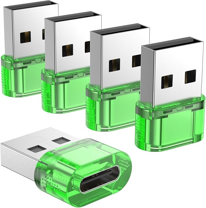 USB to USB-C Adapter 5 Pack,Type C Female to USBA Male Charger Converter, C to USB A Adapter Compatible for MagSafe Apple Watch Series 9/SE/Ultra 2 iPhone 15/16/17 Plus Pro Max AirPods Pro