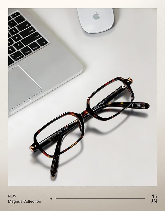 TIJN Magnus Square Blue Light Blocking Glasses for Women Men,Rectangular Computer Glasses for Gaming Work Screen Use,TR90