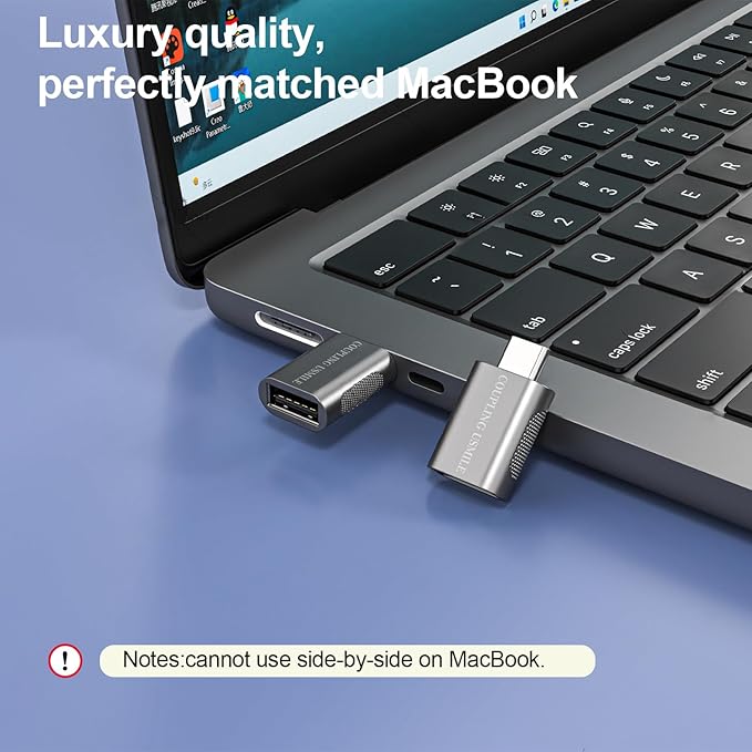 USB C to USB Adapter 2-Pack, 10Gbps High-Speed Type C to USB 3.0 Adapter with OTG, Compatible with MacBook/iPhone 17/16/15/14, iPad, Chromebook, Galaxy S25/S24 (Grey)