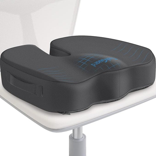 TushGuard Seat Cushion for Office Chair Memory Foam Non-Slip Cushion Back, Coccyx, Sciatica, Tailbone Pain Relief Butt Pillow for Office Chair, Car, Wheelchair, Grey, X-Large