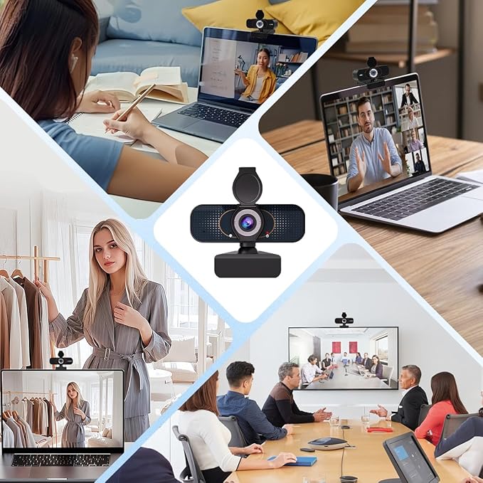 1080P PC Webcam with Built-in Noise-Canceling Microphone Physical Privacy Cover Automatic Light Compensation Ultra Wide-Angle Lens Plug and Play Suitable for Zoom/YouTube/Live/Streaming