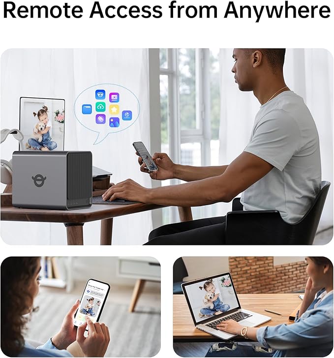 Yxk Zero1 4-Bay Desktop NAS, Intel N100 Quad-Core CPU, User-Friendly Home NAS Storage, Support 120TB (Diskless), 8GB RAM, Remote Access, 2 * 2.5GbE, 4K HDMI, Network Attached Storage