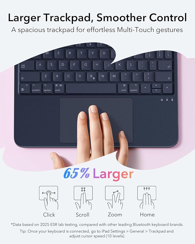 ESR for iPad (A16) 11th/10th Gen Flex Keyboard Case, Ultra-Light Magnetic Detachable Keyboard for iPad 10.9" with Writing/Viewing Modes, Larger Precision Trackpad, Blue