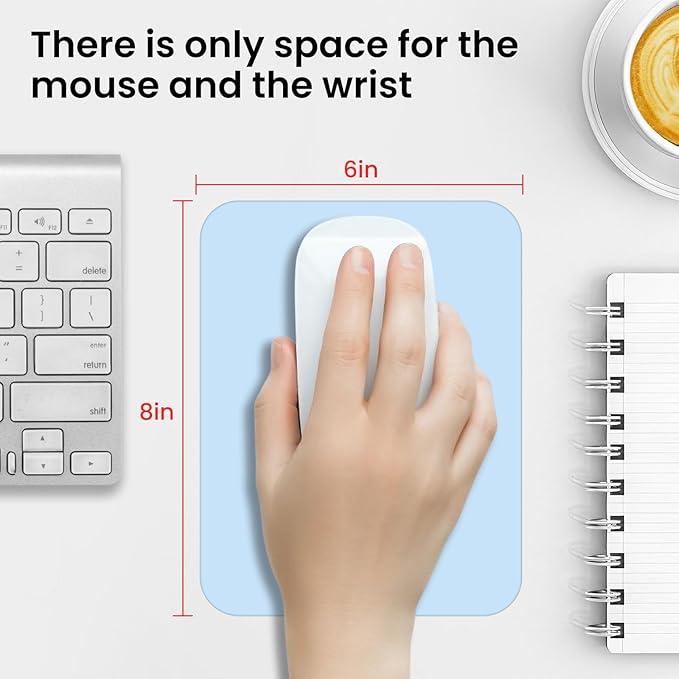 Small Mouse Pad 6 x 8 Inch, Horizontal and Vertical Flexible use. Great for Traveling, Wireless laptops, Keyboard Trays, Offices, etc. (Blue)
