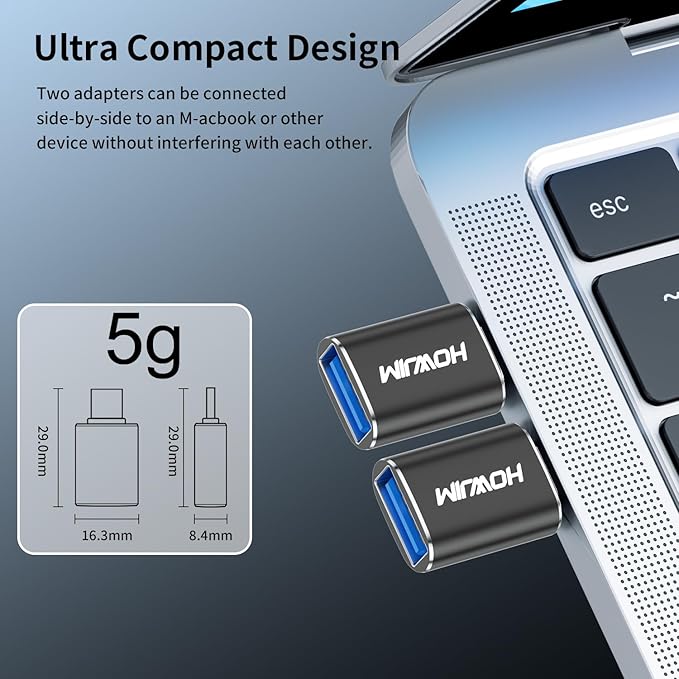 USB C to USB Adapter 2 Pack,Type-C Male to USB3.2 Female OTG Adapter,100W Fast Charging 10Gbps Transfer,USB A to USB C Adapter,M-acBook,Phone15 16 17,Pad,D-ell XPS,G-alaxy,X-peria,S-urface Black