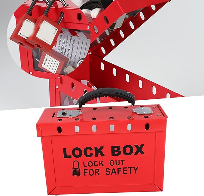 Group Lock Box, Portable Transparent Window Safety Lockout Tagout Box for Office Shopping Mall Home Company