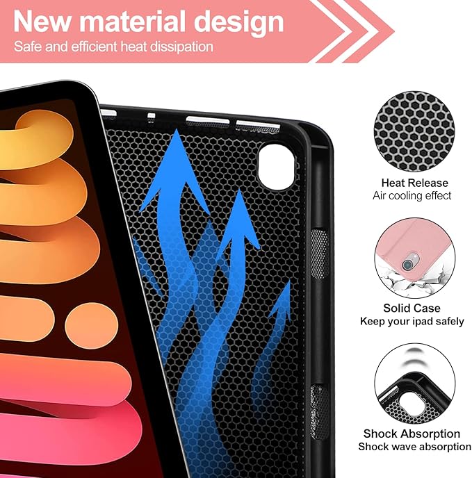 BORIYUAN iPad Mini (A17 Pro) 7th Keyboard Case 2024, Detachable Wireless Bluetooth Keyboard, Smart Slim Folio Cover with Build-in Pencil Holder for iPad Mini 7th/6th 2021 Generation 8.3 inch Rose Gold
