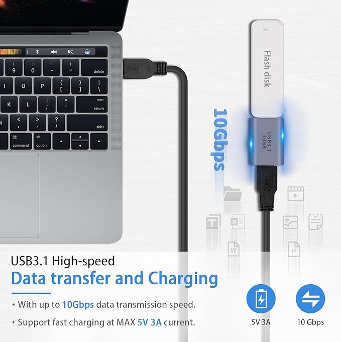 Duttek USB C Female to USB Female Adapter 3.1 Gen2, 10Gbps Bi-Directional Type C to Type A OTG Adapter Support Data Sync and Charging for Laptop, PC, iPhone, MacBook Pro, Laptop