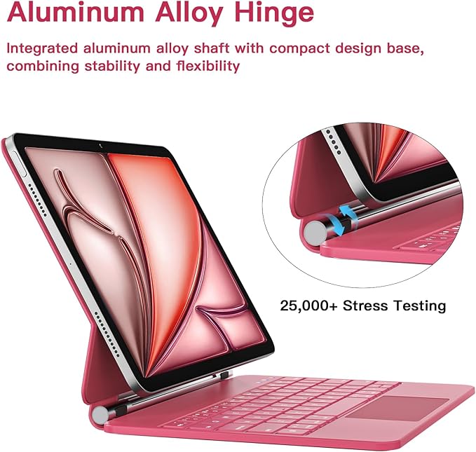 for iPad Air 11 inch Case with Keyboard (M4/M3/M2, 2026/2025/2024), iPad Pro 11 (4th/3rd/2nd/1st Gen) & Air 5/4th Magic Keyboard Case, Backlit, Multi-Touch Trackpad, Hot Pink