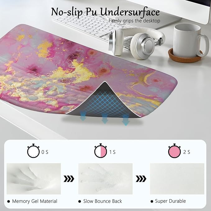 Keyboard Stand with Wrist Rest Pink Keyboard Pad with Wrist Support Marble Keyboard Wrist Rest for Computer Keyboard Stand for Desktop Ergonomic Keyboard Tilt Riser for Desk Office Home Gaming Room