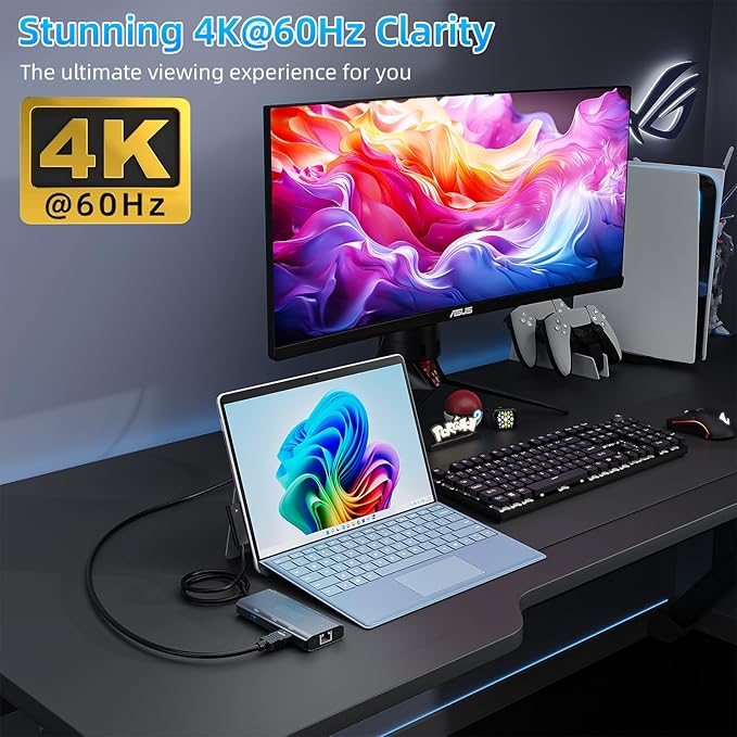 New for Microsoft Surface Dock 2, 10-in-1 Surface Docking Station with 4k@60Hz HDMI,Ethernet,SD/TF Slot,USB 3.0,PD, Surface Dock Hub for Surface Pro 11/10/9/8/X/7/6/5, Surface Laptop Go, Surface Book