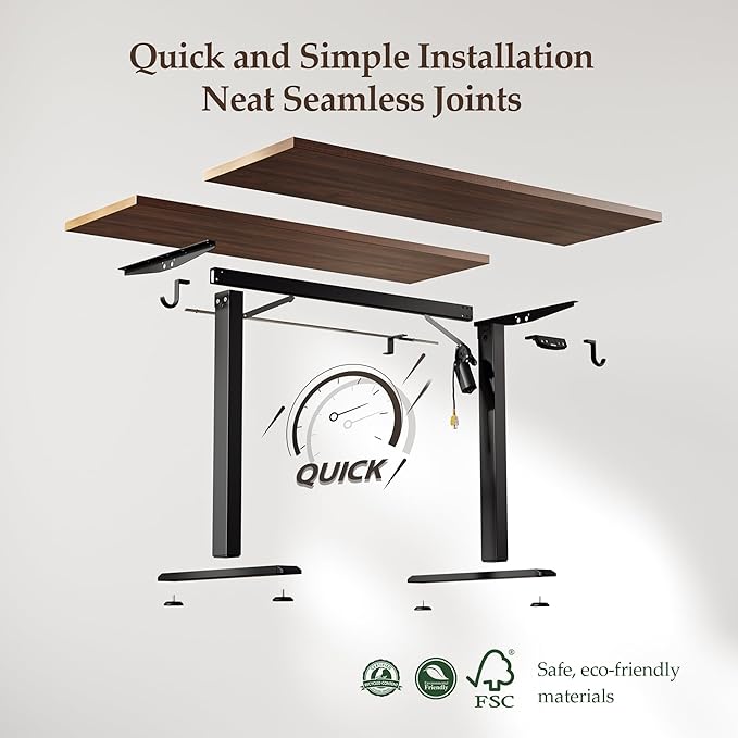 Klicelor 48 Inch Electric Standing Desk, Height Adjustable Office Desk, Sit Stand Up Computer Desk with Memory Preset, Two-Piece Desktop, Dark Walnut