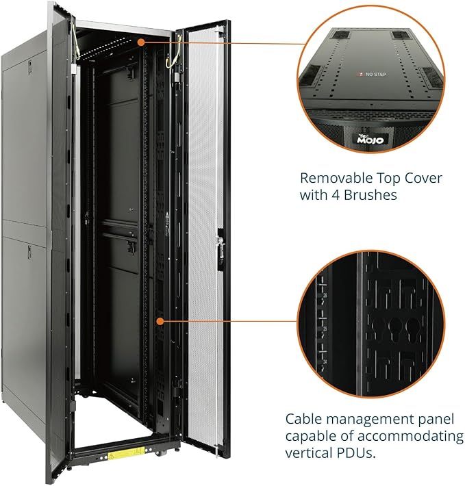 Tecmojo 45U Server Rack Cabinet - PRE-Assembled 24inch Width 43inch Depth IT Network Equipment Cabinet Rack Enclosure with Casters - 3000lbs Weight Capacity(06Black)