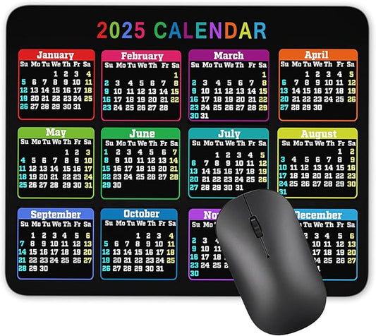 Calendar Mouse pad, 2025 Calendar Color Horizontal Edition Natural Rubber Creative Gaming Mouse Pad Rectangle Mouse Personalized Desk Mouse Pad 9.5 inch x 7.9 inch