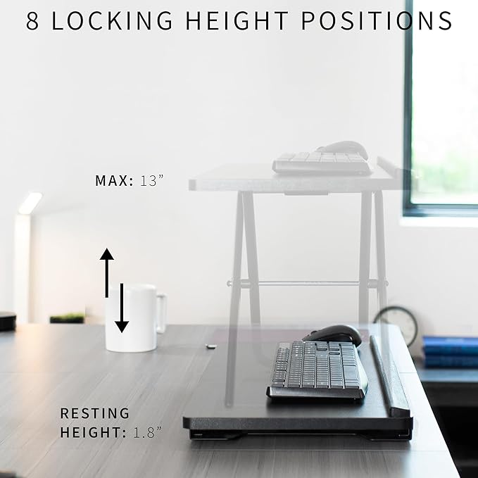 VIVO Black Single Top 27 inch Heavy-Duty Scissors Lift Keyboard and Mouse Riser, Designed for Ergonomic Sit Stand Workstations, DESK-V000P