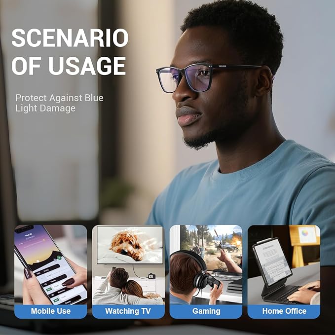 Blue Light Glasses for Men Women, 99% Blue Light Blocker, UV Protection. Ideal for Computer Use, Gaming, Reading.