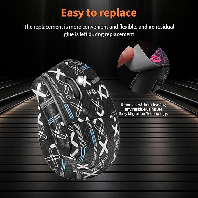 Mouse Grip Tape for Logitech Lift, Rounded Curved Edges Mouse Feet Skates,Self-Adhesive PreCut Sweat-Resistant Professional Mice Upgrade Kit(Foot pad + Black Mouse Grip Tape)