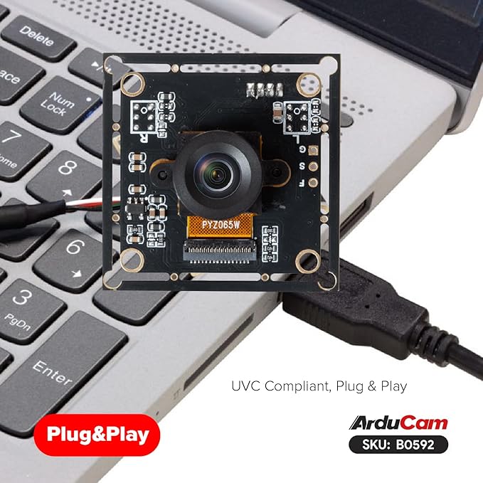 Arducam 120fps Mono Global Shutter USB Camera Module, 800P High Speed UVC Webcam with 130°D Wide Angle M12 Lens, for PC, Laptop, Android Devices & Raspberry Pi