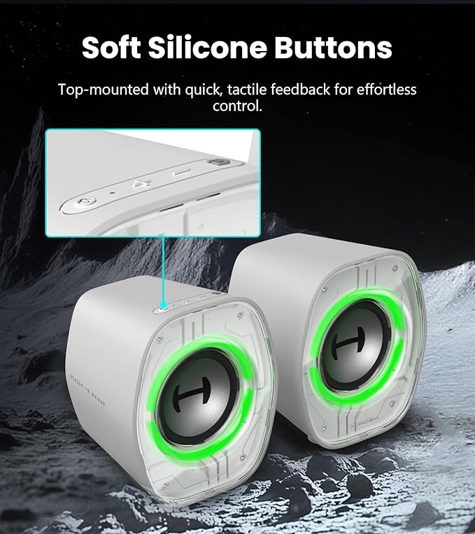 Edifier G1000 II Desktop Computer Speakers for Gaming, 2.5" Full-Range Driver & Enhanced Bass, Bluetooth 5.4 USB-C AUX, 9 Dynamic RGB Lighting Modes for PC - White