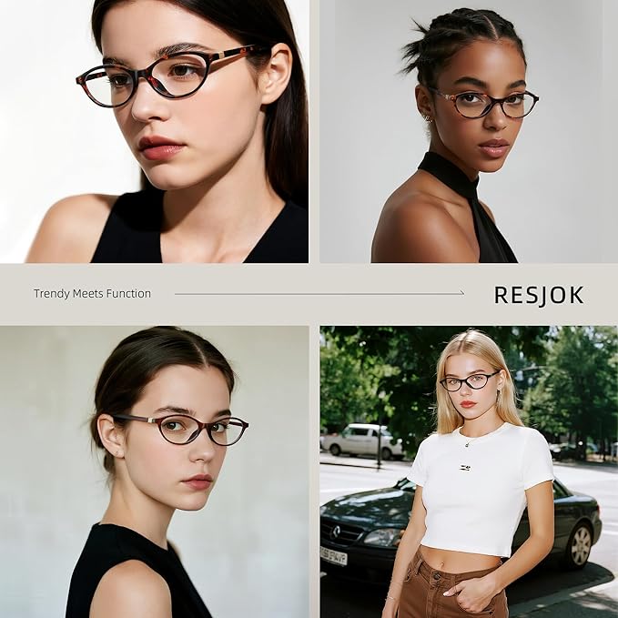 Blue Light Glasses for Woman - Fashion Small Oval Frame Blue Light Blocking Glasses for Gaming/Cumputer